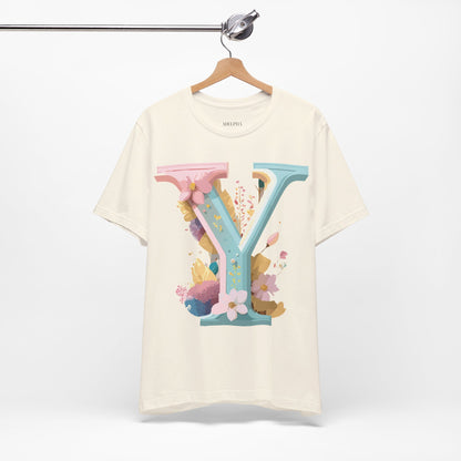 Natural Cotton Tee Shirt - Letters Collection - Y Printify