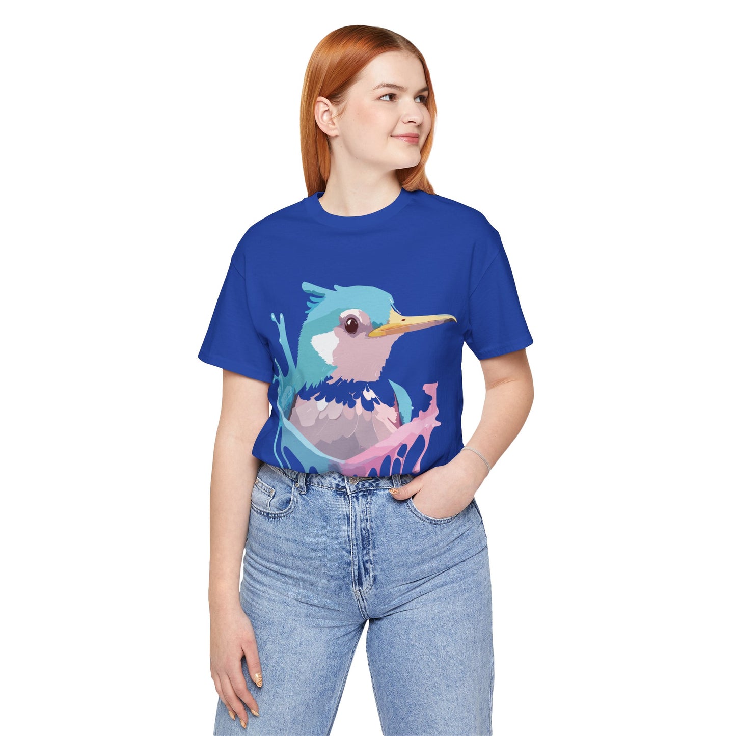 Natural Cotton Tee Shirt with Bird