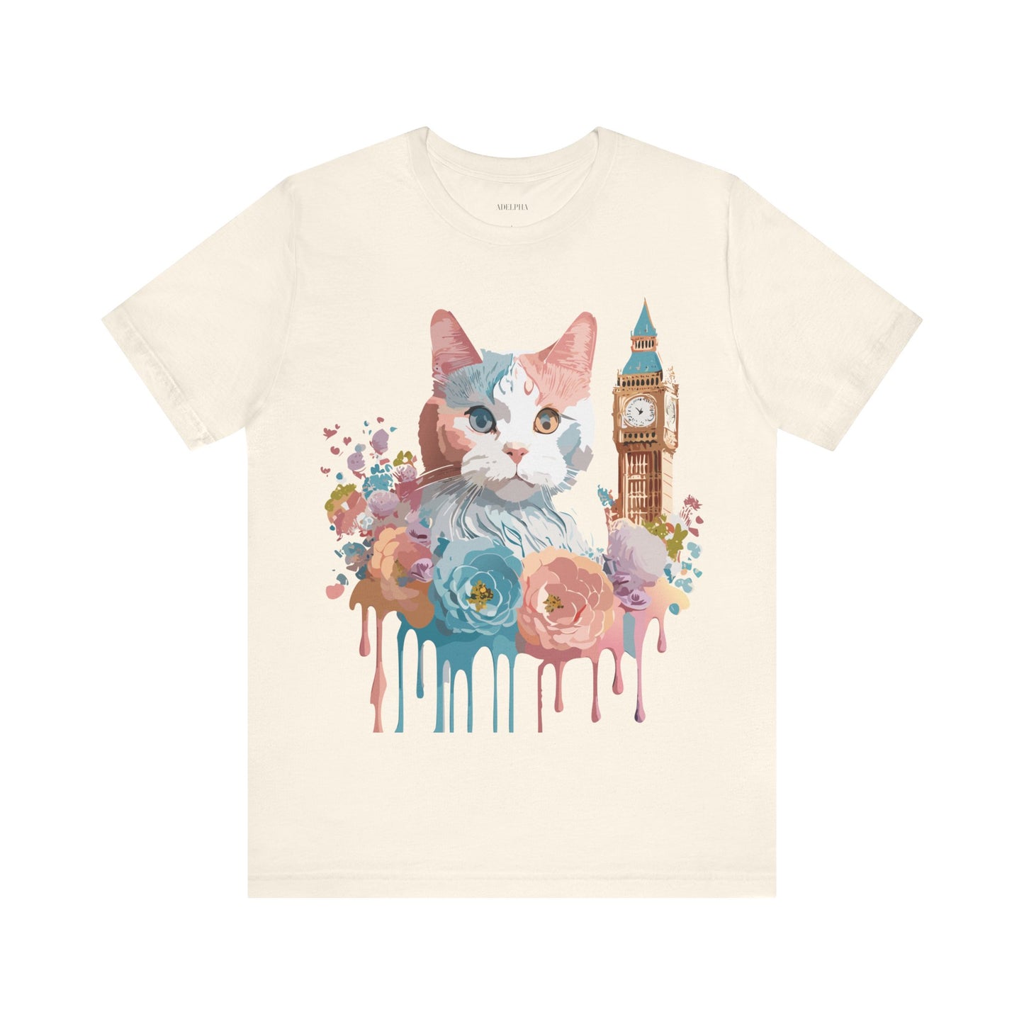 Natural Cotton Tee Shirt with Cat