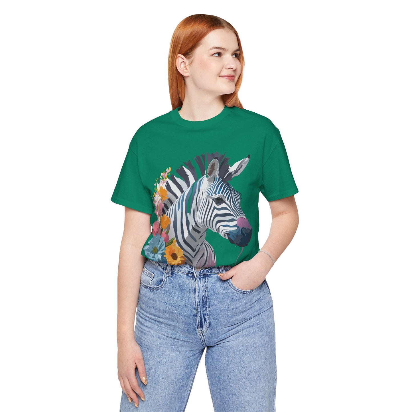 Natural Cotton Tee Shirt with Zebra