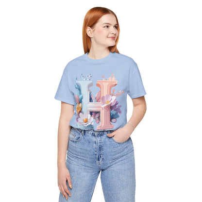 Natural Cotton Tee Shirt - Letters Collection - H Printify