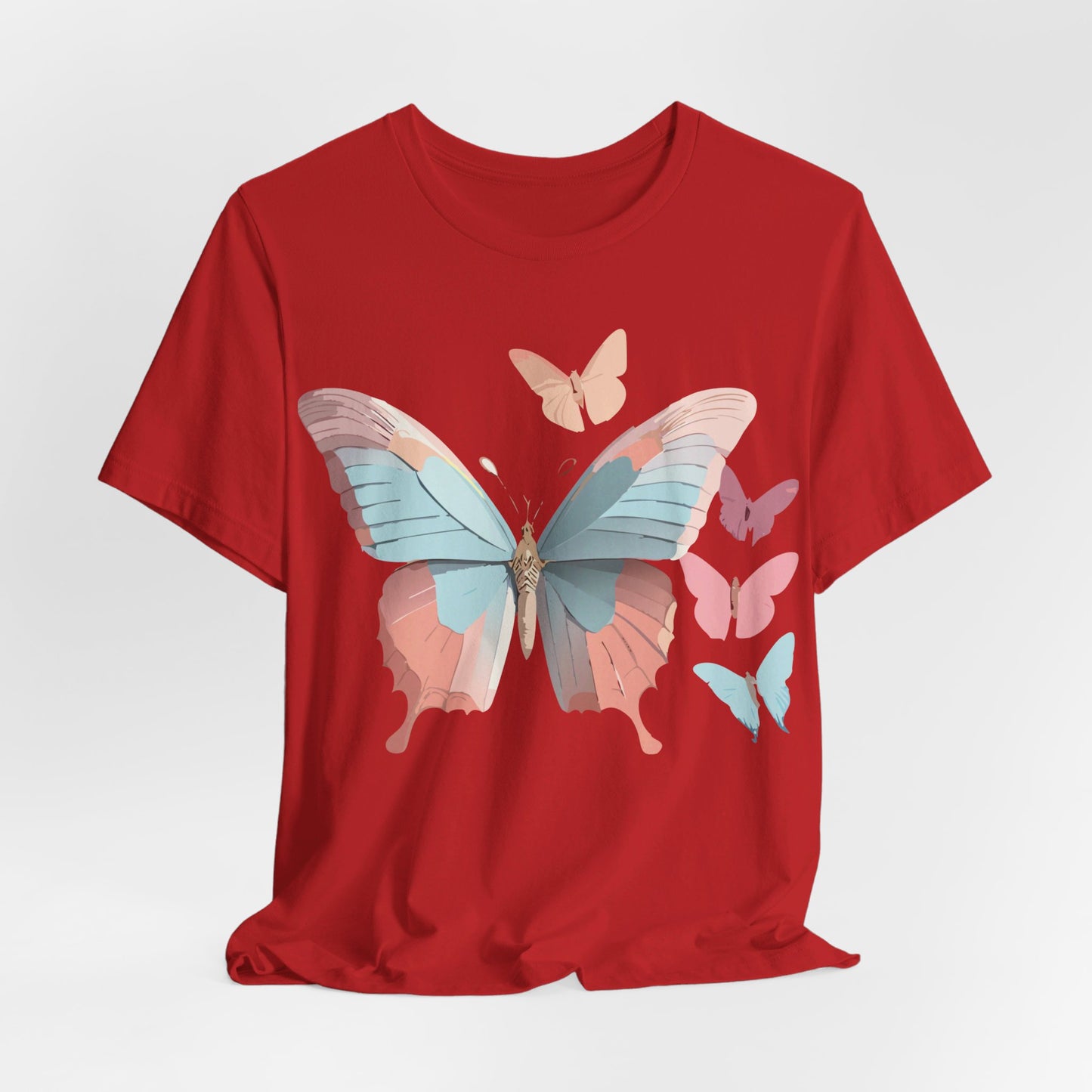 Natural Cotton Tee Shirt with Butterfly