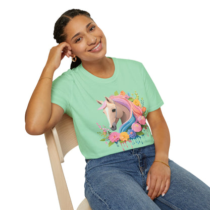 Unisex Horse Shirt Soft Cotton Tee With Animal Artwork Gildan Softstyle