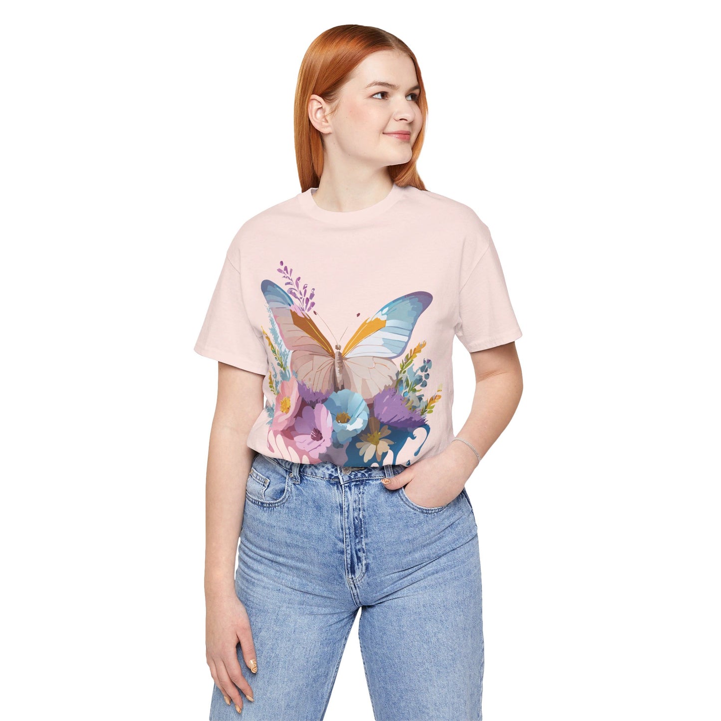 T-shirt en coton naturel avec papillon