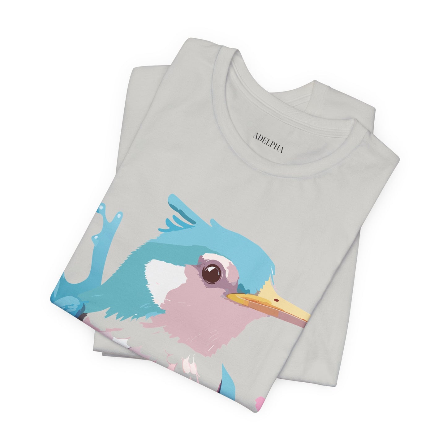 Natural Cotton Tee Shirt with Bird