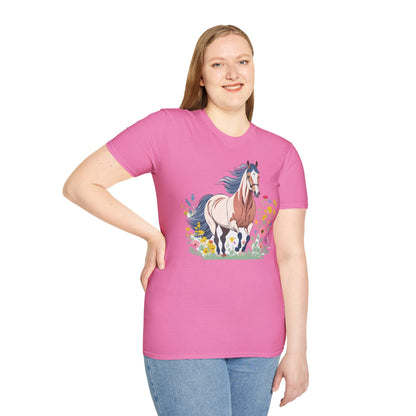 Unisex Horse Tee Softstyle Cotton Shirt With Animals Design Graphic
