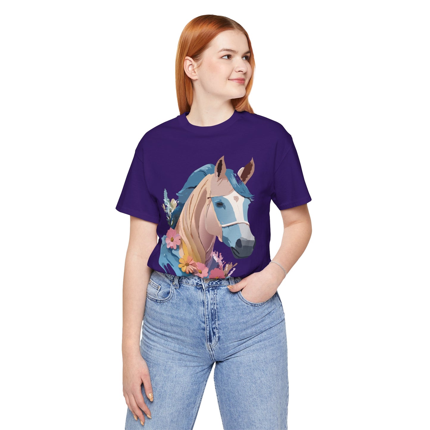 Natural Cotton Tee Shirt with Horse