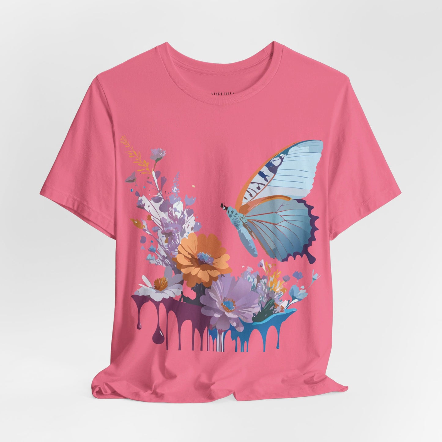 Natural Cotton Tee Shirt with Butterfly