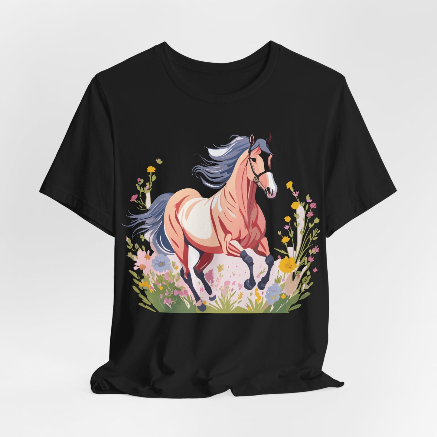 Natural Cotton Tee Shirt with Horse