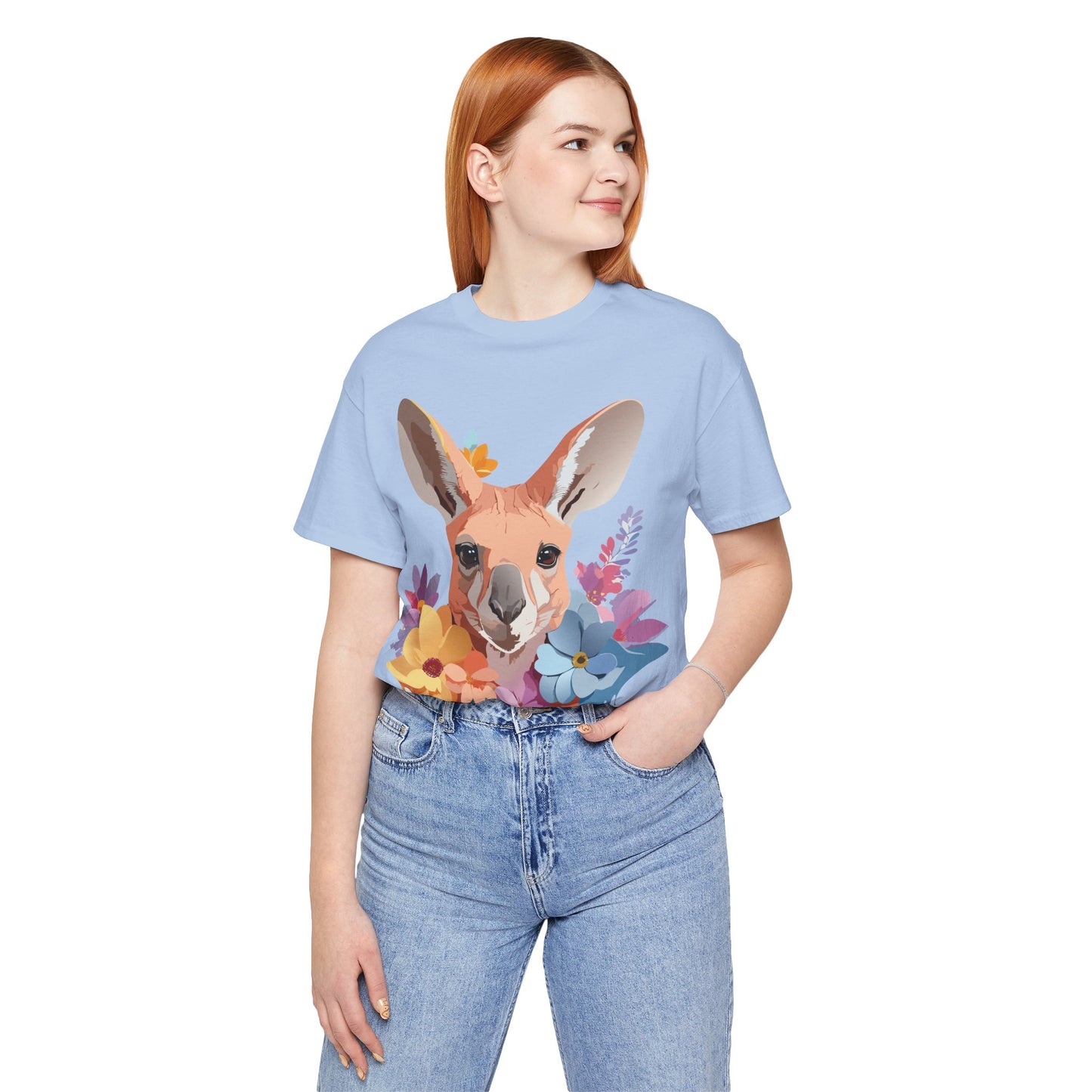 Natural Cotton Tee Shirt with Kangaroo