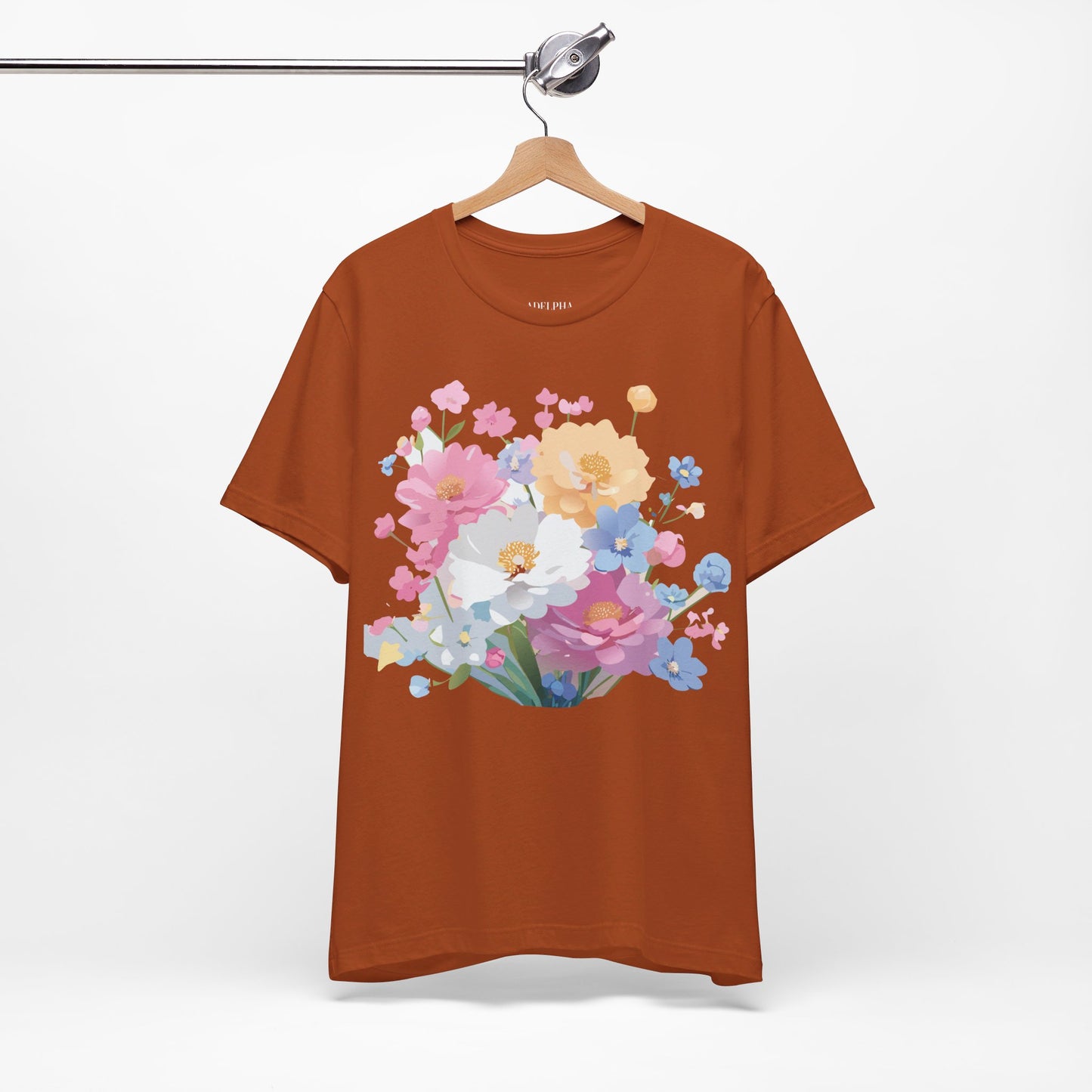 T-shirt en coton naturel avec fleurs