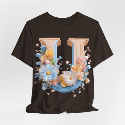 Natural Cotton Tee Shirt - Letters Collection - U Printify