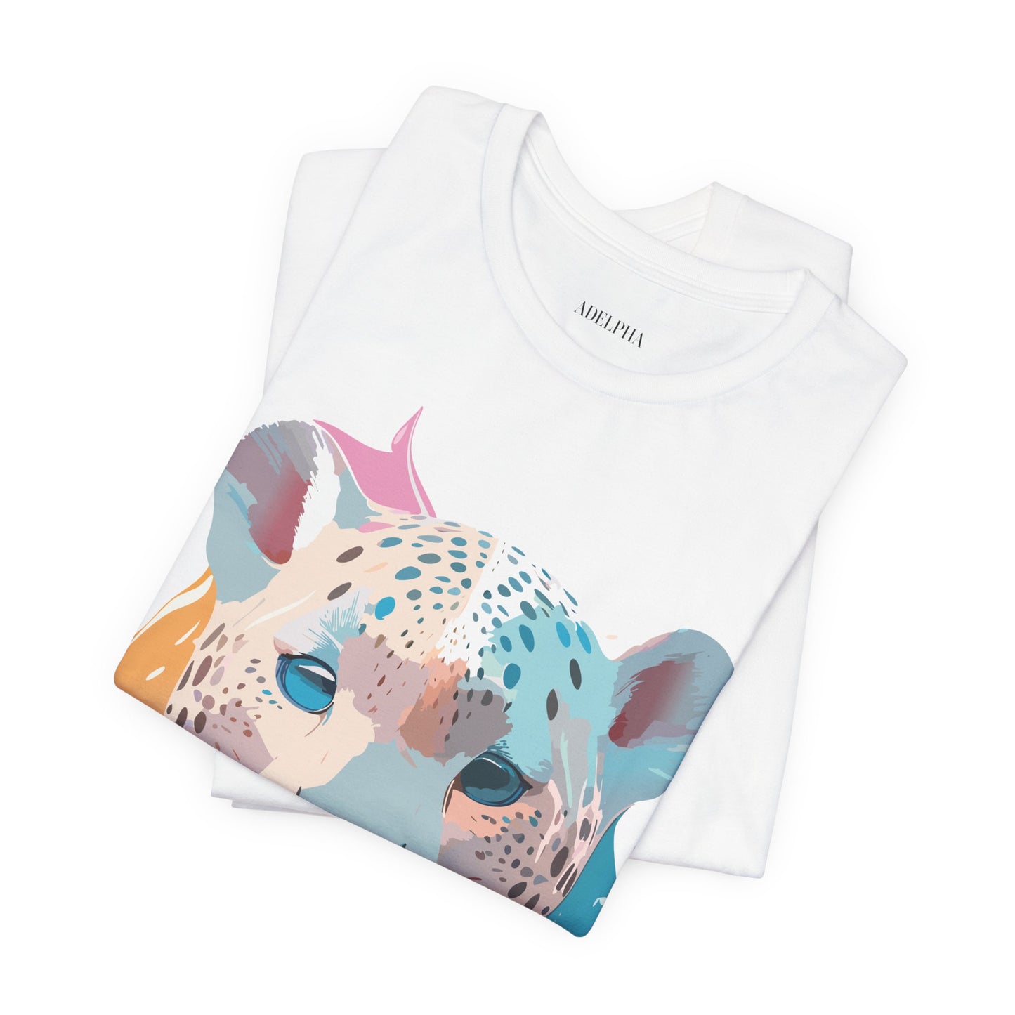 Natural Cotton Tee Shirt with Cheetah