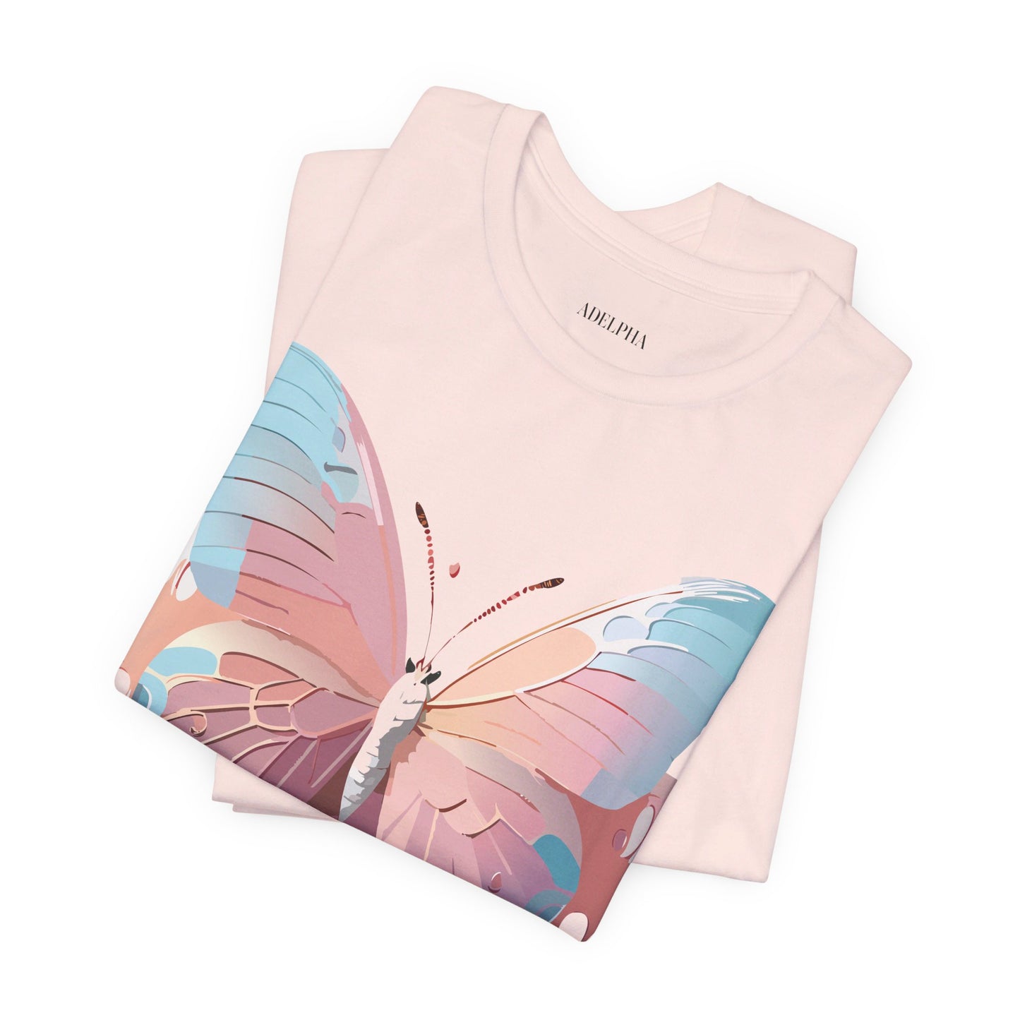 Natural Cotton Tee Shirt with Butterfly