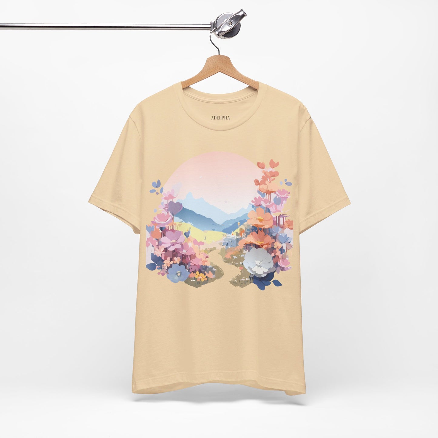 T-shirt en coton naturel avec fleurs