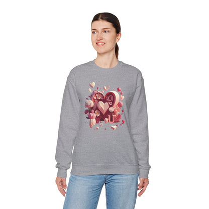 Unisex Floral Big Heart Sweatshirt Love Floral Valentine Day Cotton Poly Blend