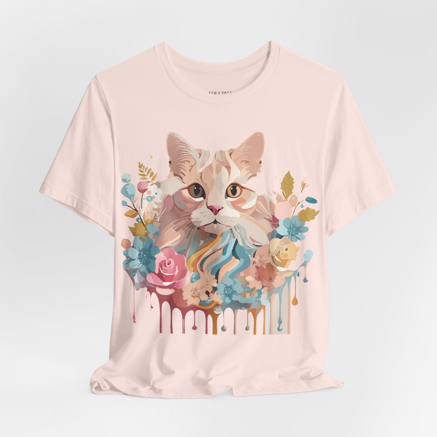 Natural Cotton Tee Shirt with Cat