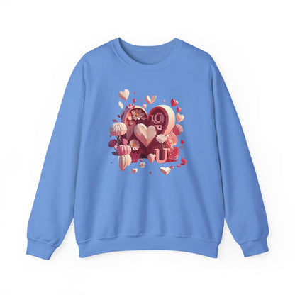 Unisex Floral Big Heart Sweatshirt Love Floral Valentine Day Cotton Poly Blend
