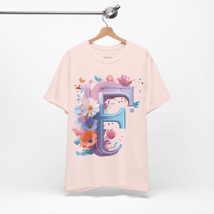 Natural Cotton Tee Shirt - Letters Collection - F Printify