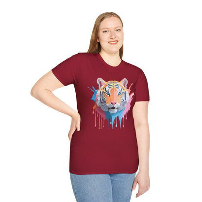 Tiger Print Unisex Softstyle T Shirt Gildan 64000 Comfort Tee