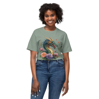 Dragon Art Design Shirt Unisex Cotton T Shirt Floral Print Tee