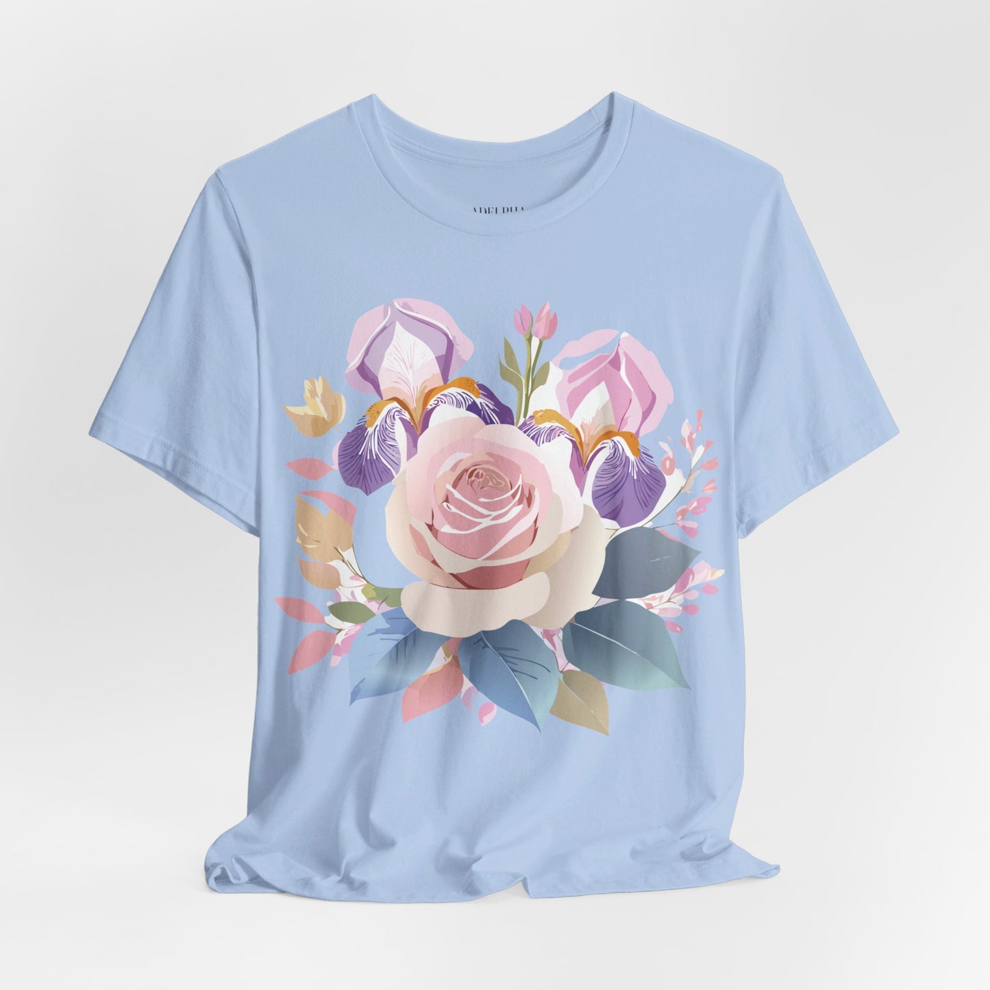 Natural Cotton Tee Shirt with Flowers