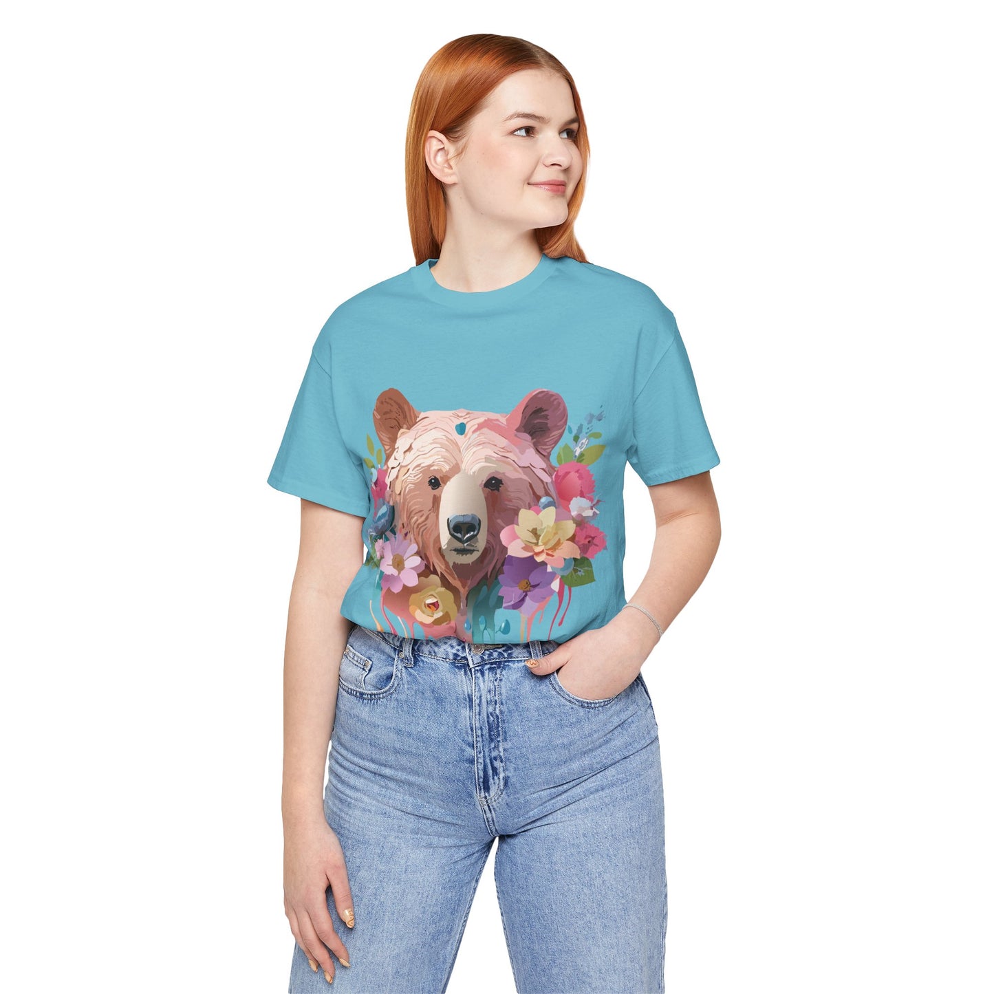 Natural Cotton Tee Shirt with Bear