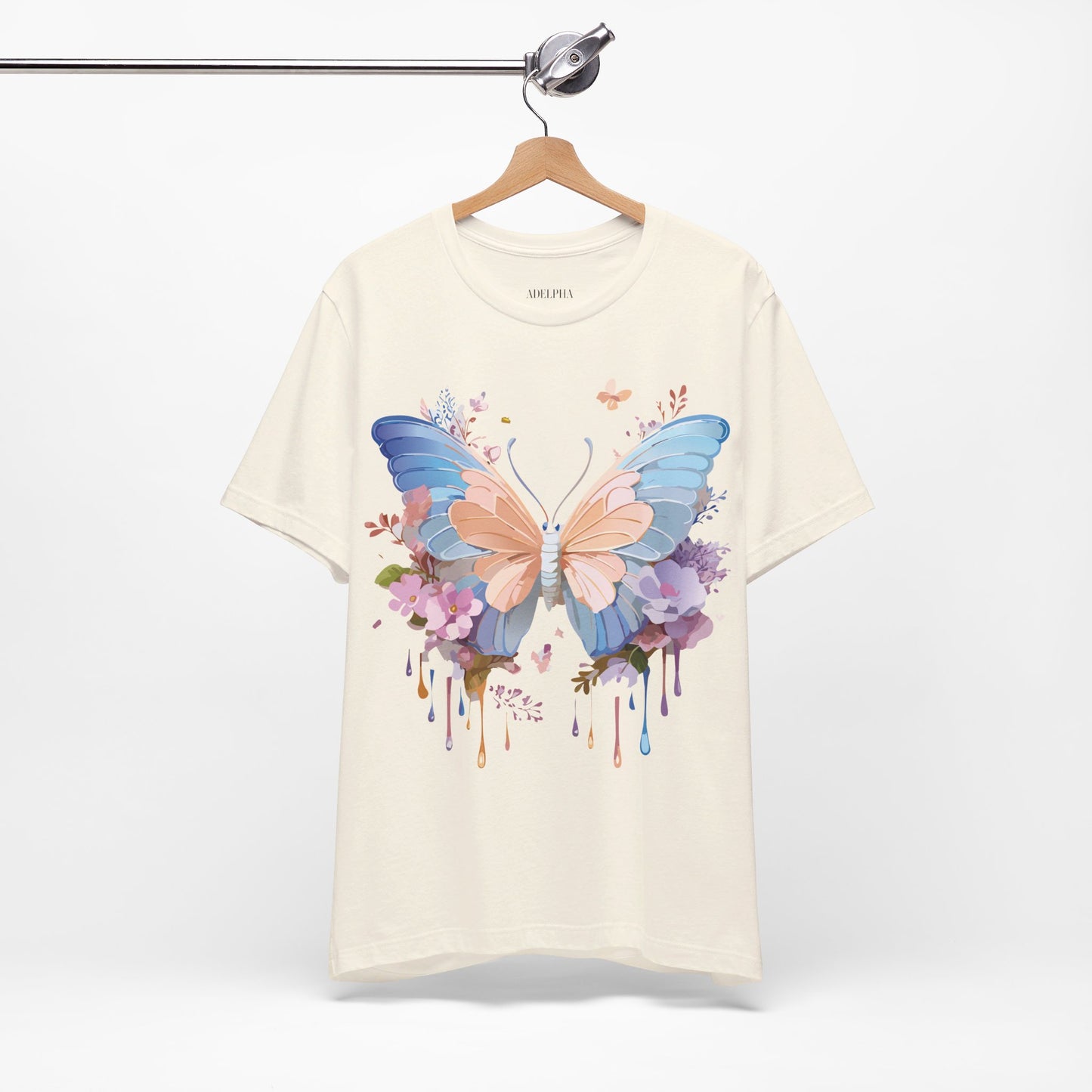 Natural Cotton Tee Shirt with Butterfly