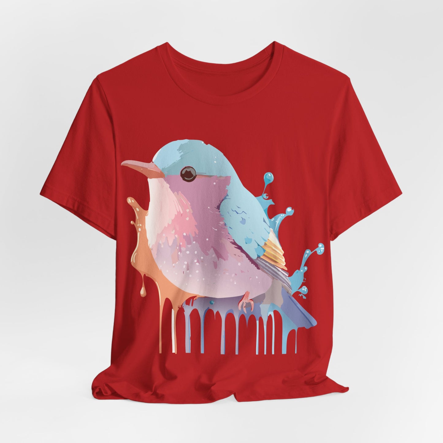 Natural Cotton Tee Shirt with Bird