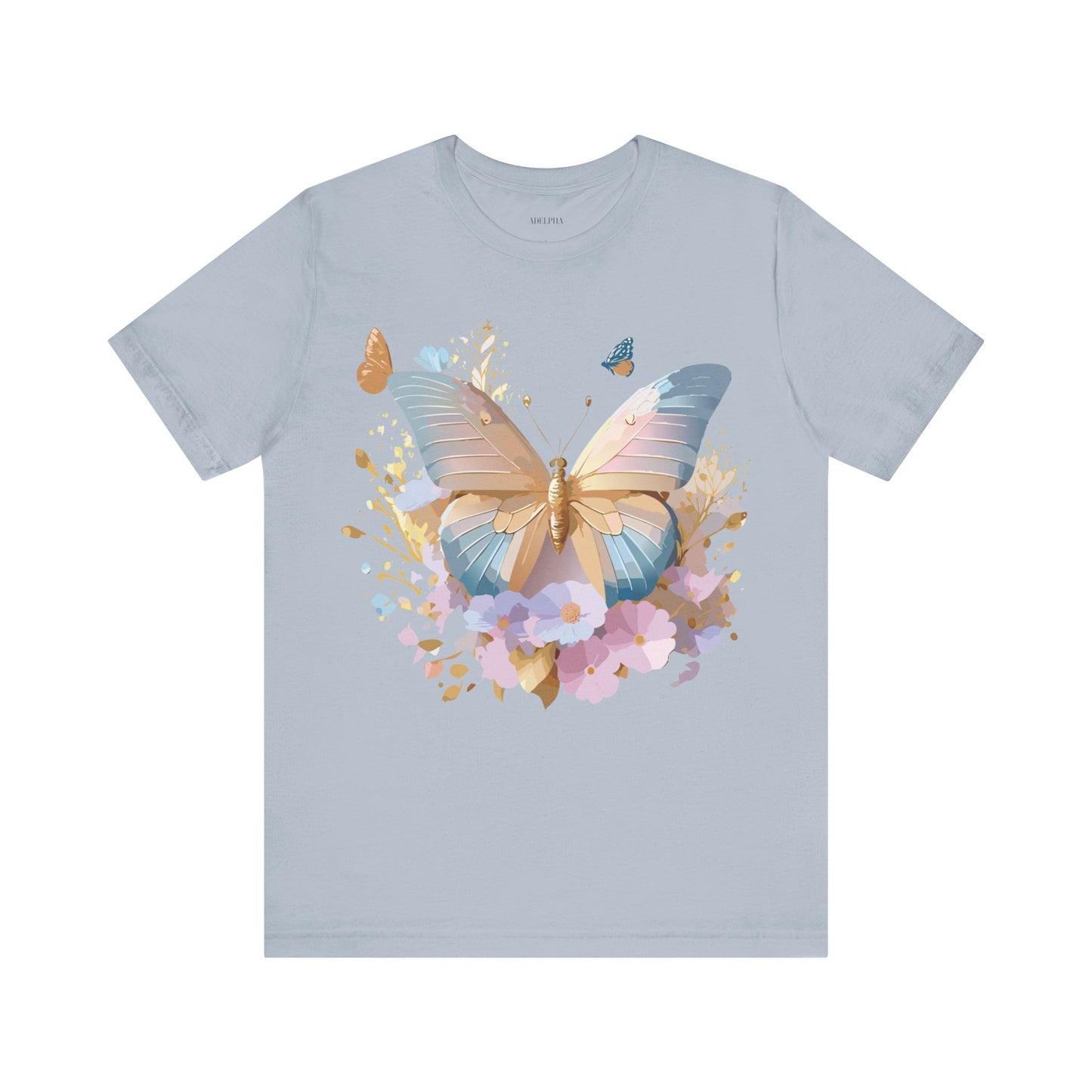 Natural Cotton Tee Shirt with Butterfly