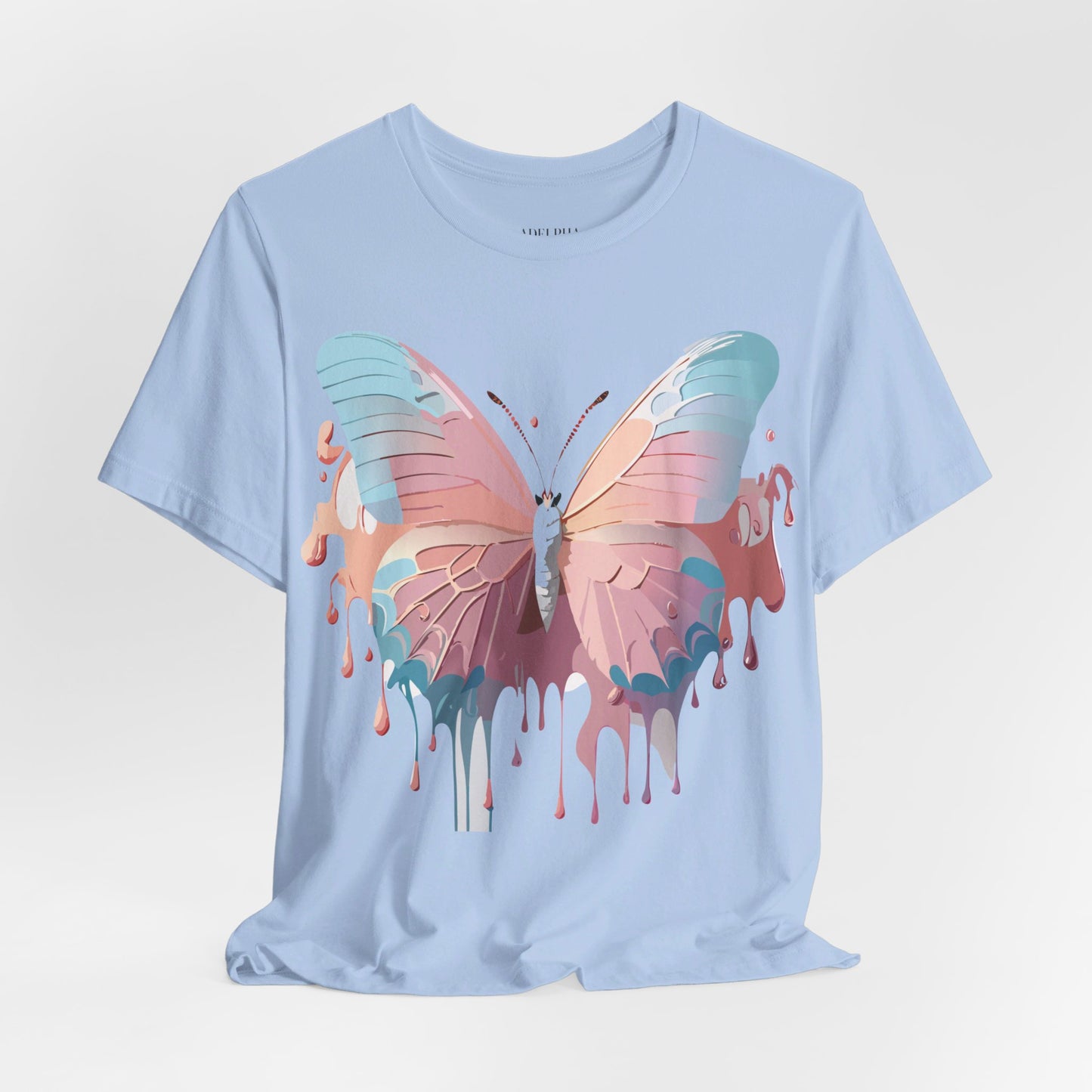 Natural Cotton Tee Shirt with Butterfly