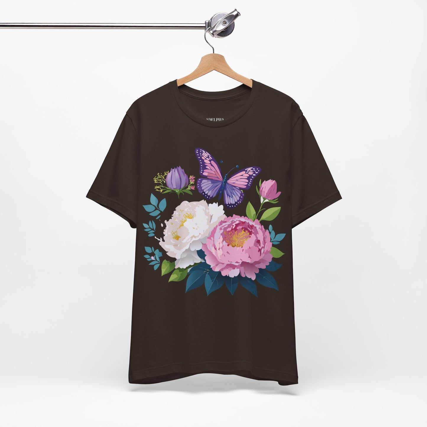 T-shirt en coton naturel avec fleurs