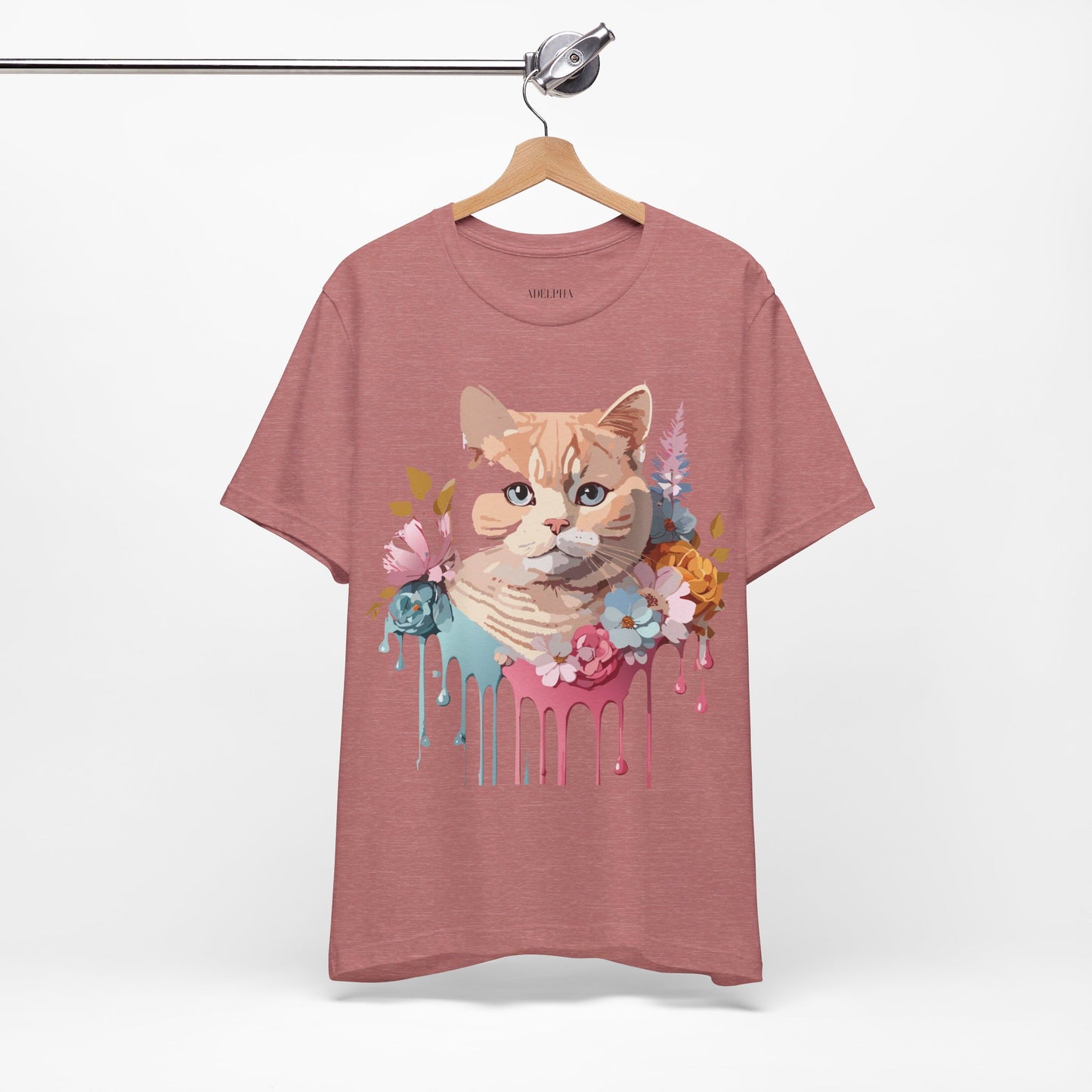 Natural Cotton Tee Shirt with Cat