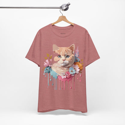Natural Cotton Tee Shirt with Cat Printify