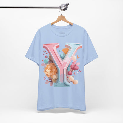 Natural Cotton Tee Shirt - Letters Collection - Y Printify