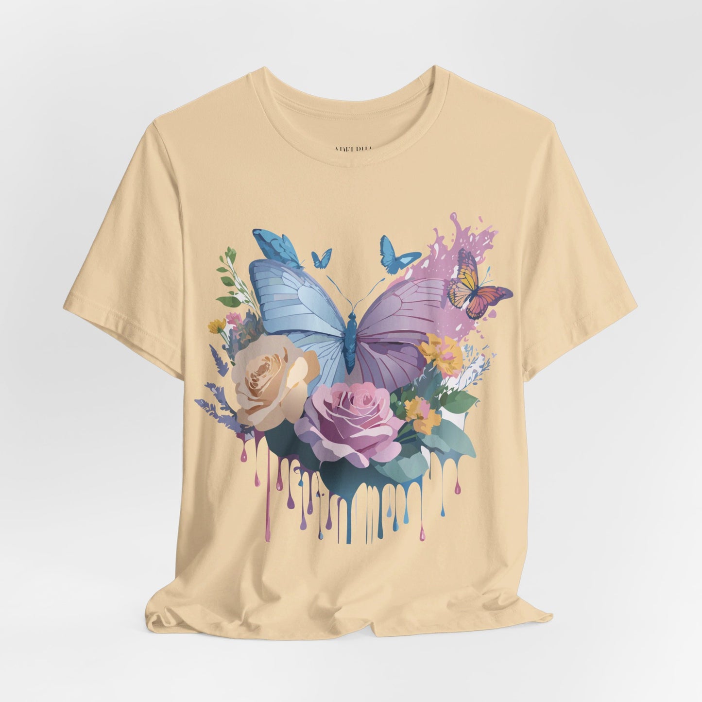 Natural Cotton Tee Shirt with Butterfly