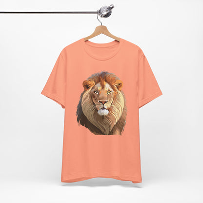 Safari Lion Head Illustration T-Shirt Unisex Cotton Realistic Lion Portrait Tee 3