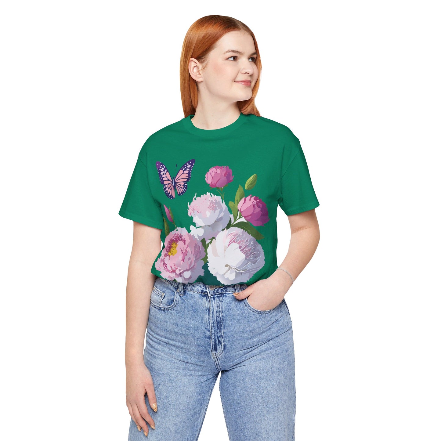 T-shirt en coton naturel avec fleurs