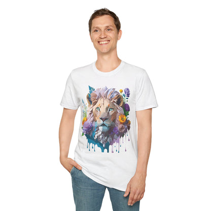 Unisex Lion Shirt Floral Lion Tee Animal Print Tee Gildan 64000