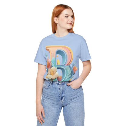 Natural Cotton Tee Shirt - Letters Collection - B Printify