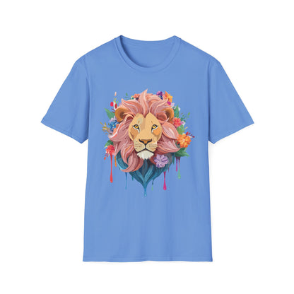 Lion Shirt Unisex Floral Lion Tee Animal Print Softstyle Tee