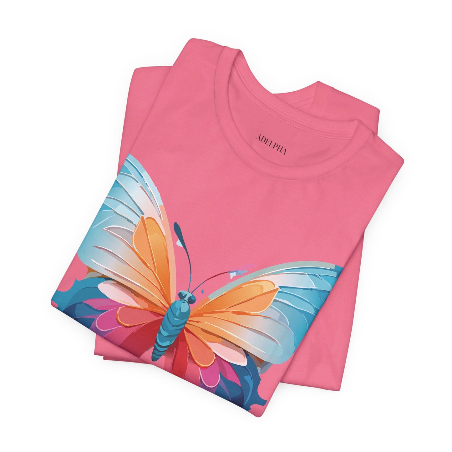 Natural Cotton Tee Shirt with Butterfly