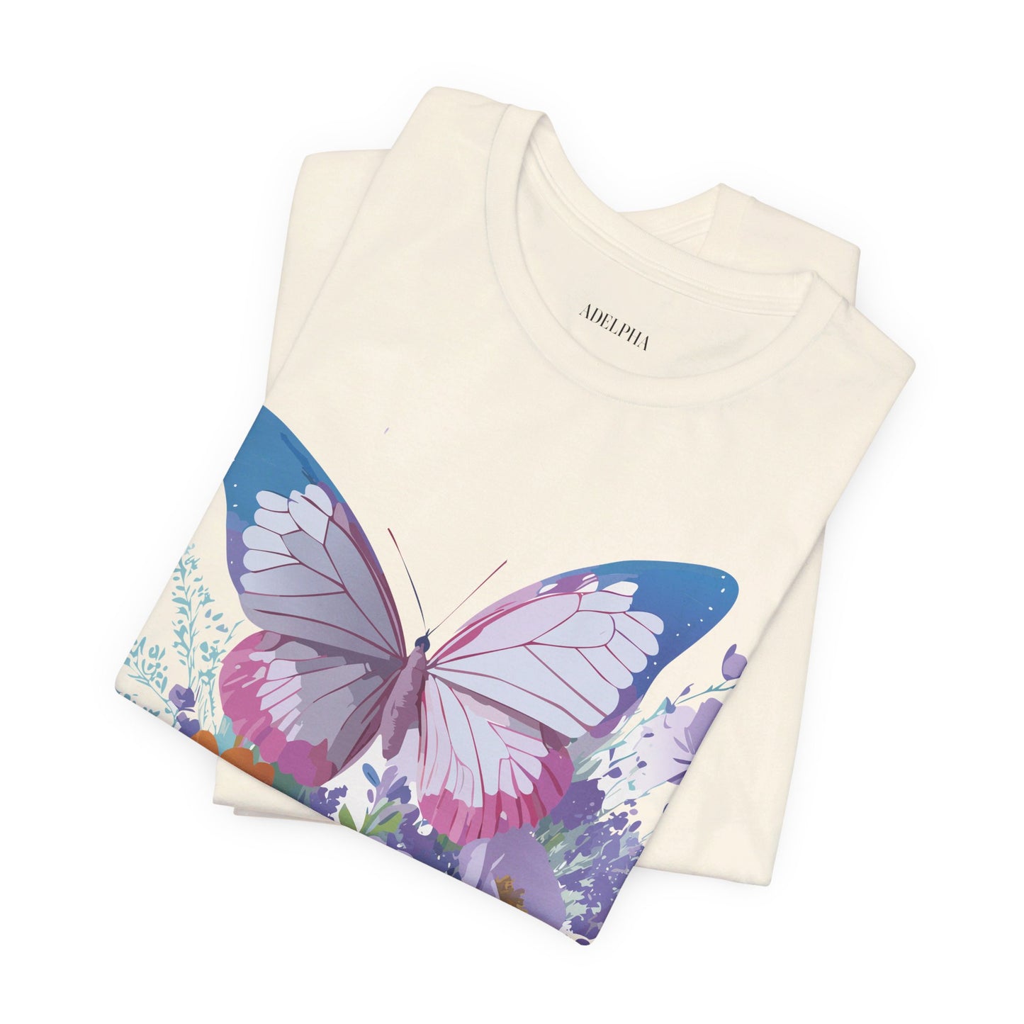 Natural Cotton Tee Shirt with Butterfly