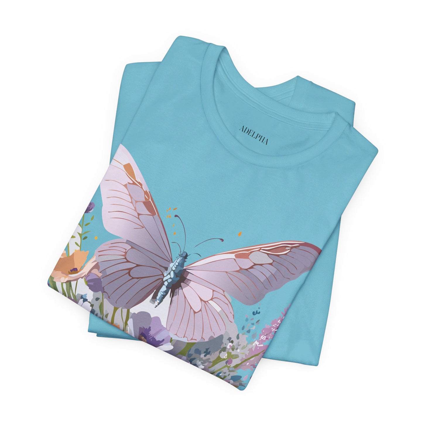 Natural Cotton Tee Shirt with Butterfly