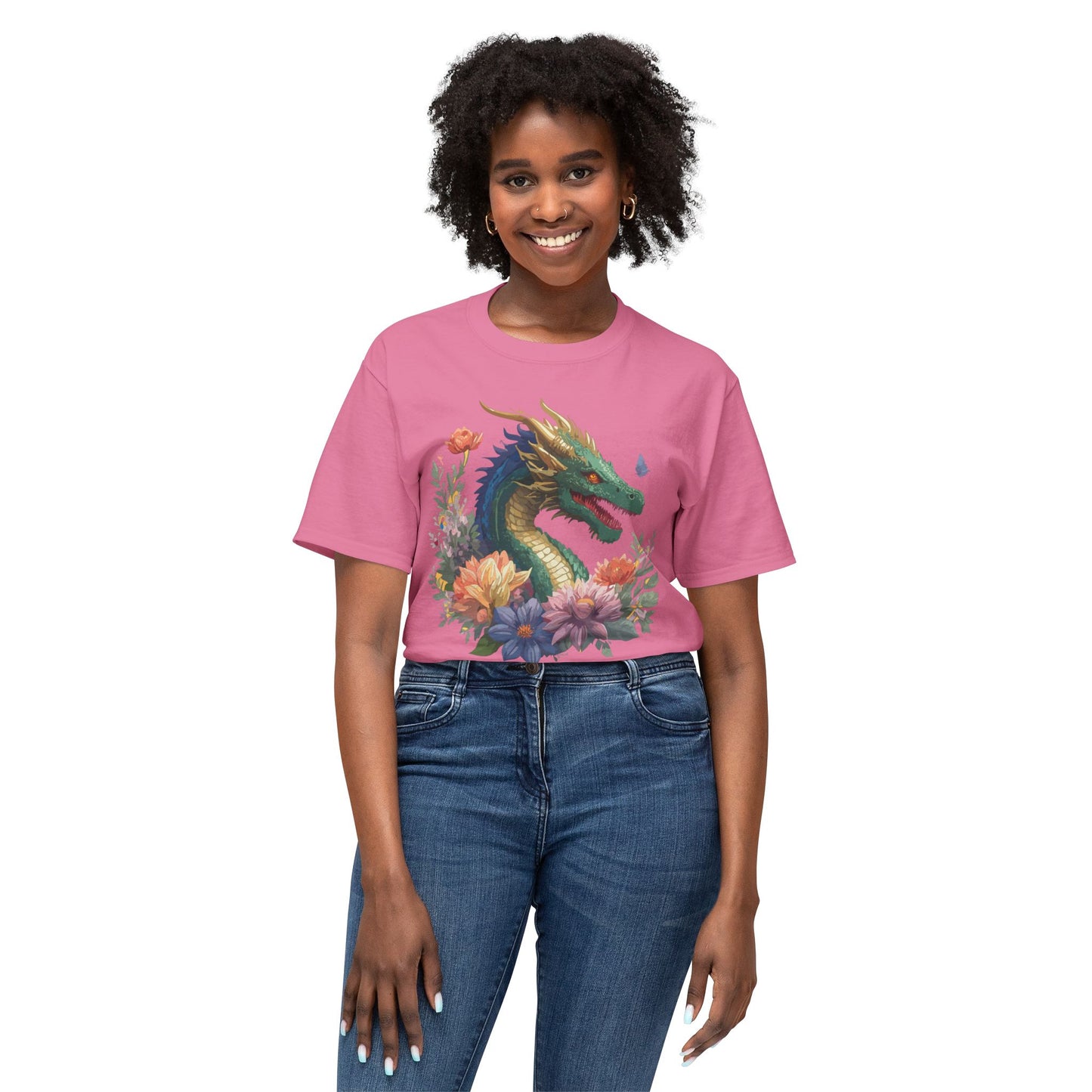 Dragon T-Shirt, Vintage Dragon Tee, Floral Tees, Dragon Art Design Shirt, Tee Shirt with Dragon 5