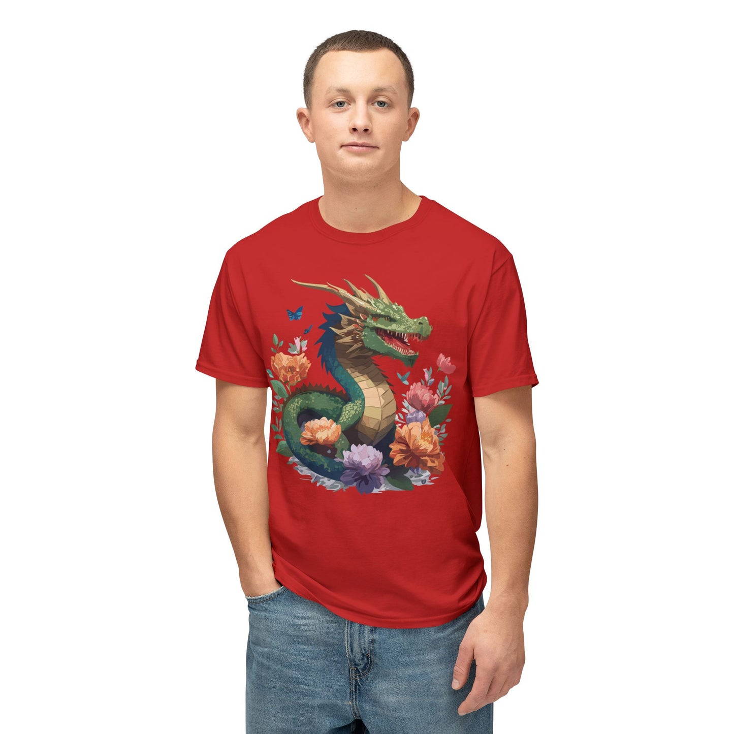 Dragon T-Shirt, Vintage Dragon Tee, Floral Tees, Dragon Art Design Shirt, Tee Shirt with Dragon 6