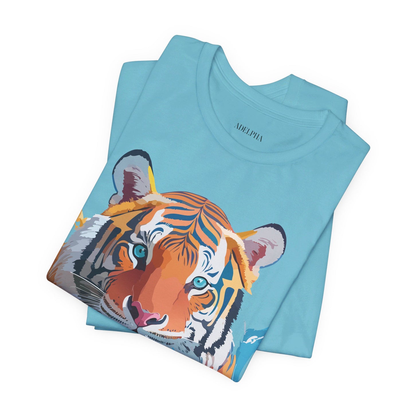 T-shirt en coton naturel avec motif tigre