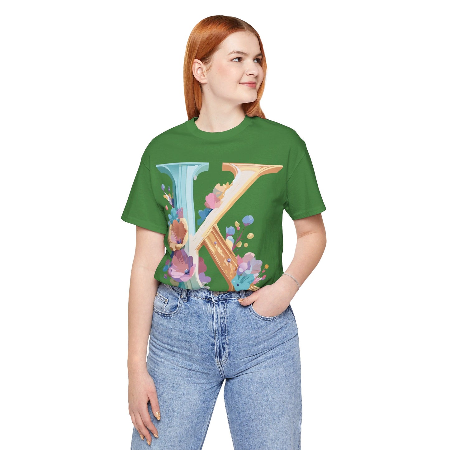 Natural Cotton Tee Shirt - Letters Collection - K