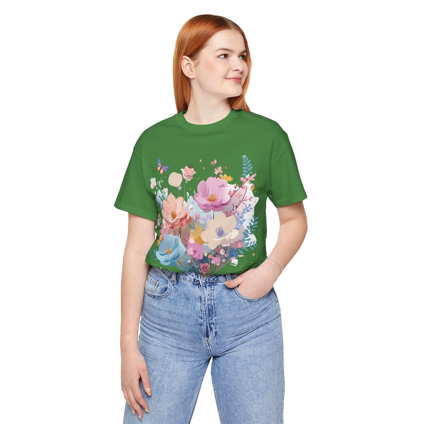 T-shirt en coton naturel avec fleurs