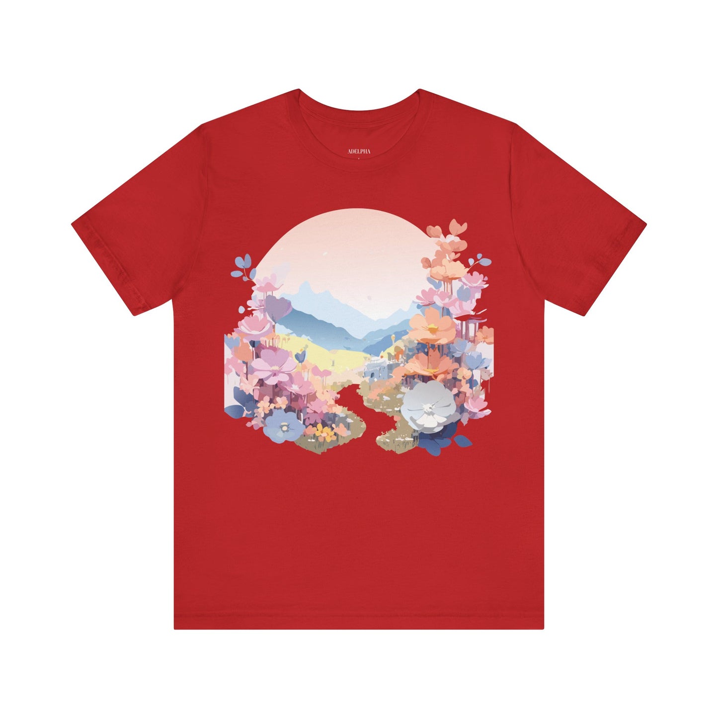 Natural Cotton Tee Shirt with Flowers